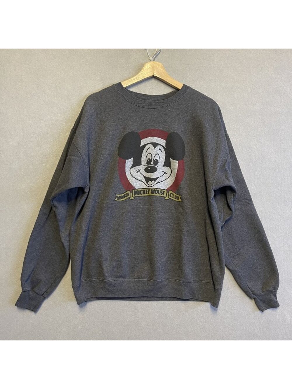 Disney Parks Mickey Mouse Club Official Mouseketeer Gray Hanes Sweatshirt L